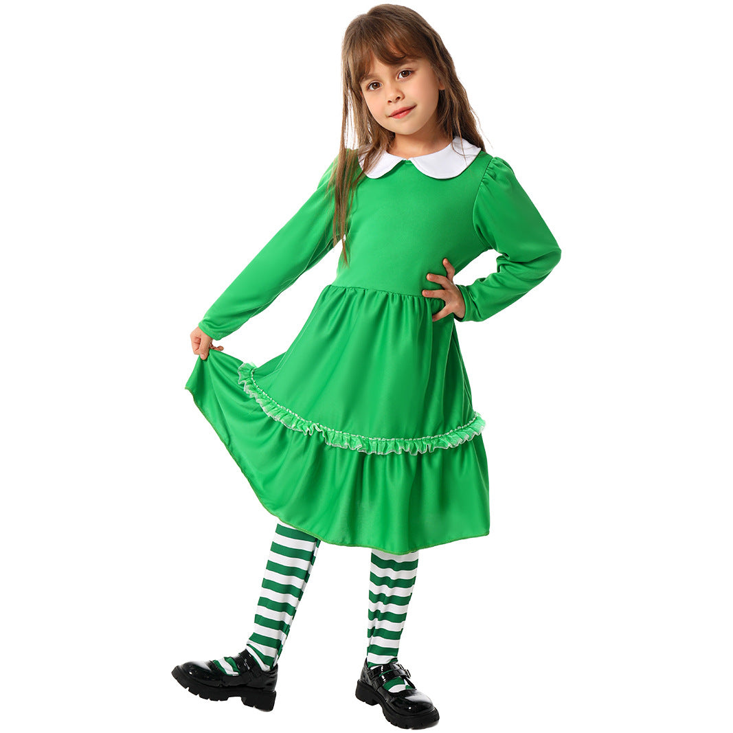 Kids Saint Patric's Day Costume Boys Girls Leprechaun Suit Irish Festival Outfit