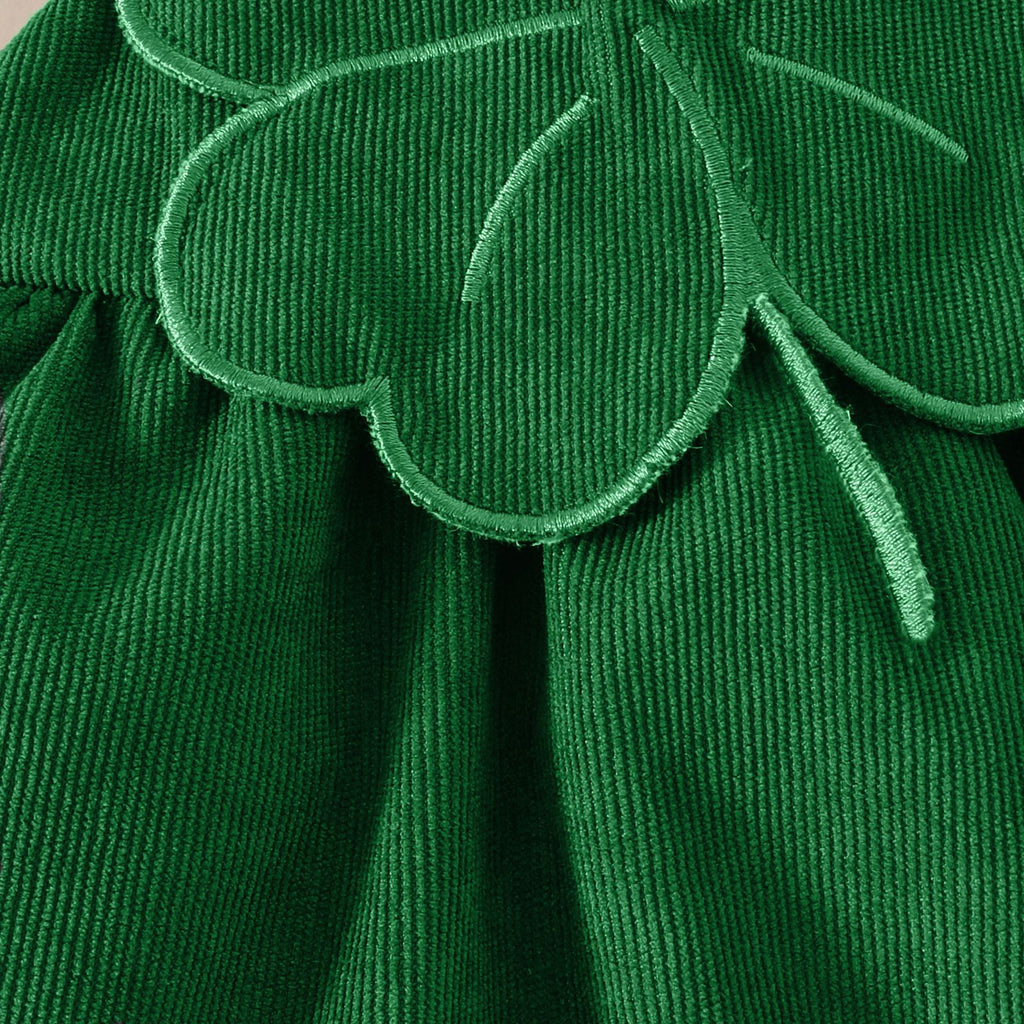 Toddler St. Patrick’s Day Outfits Baby Girl Romper Dress and Headband 3pcs Set for Party