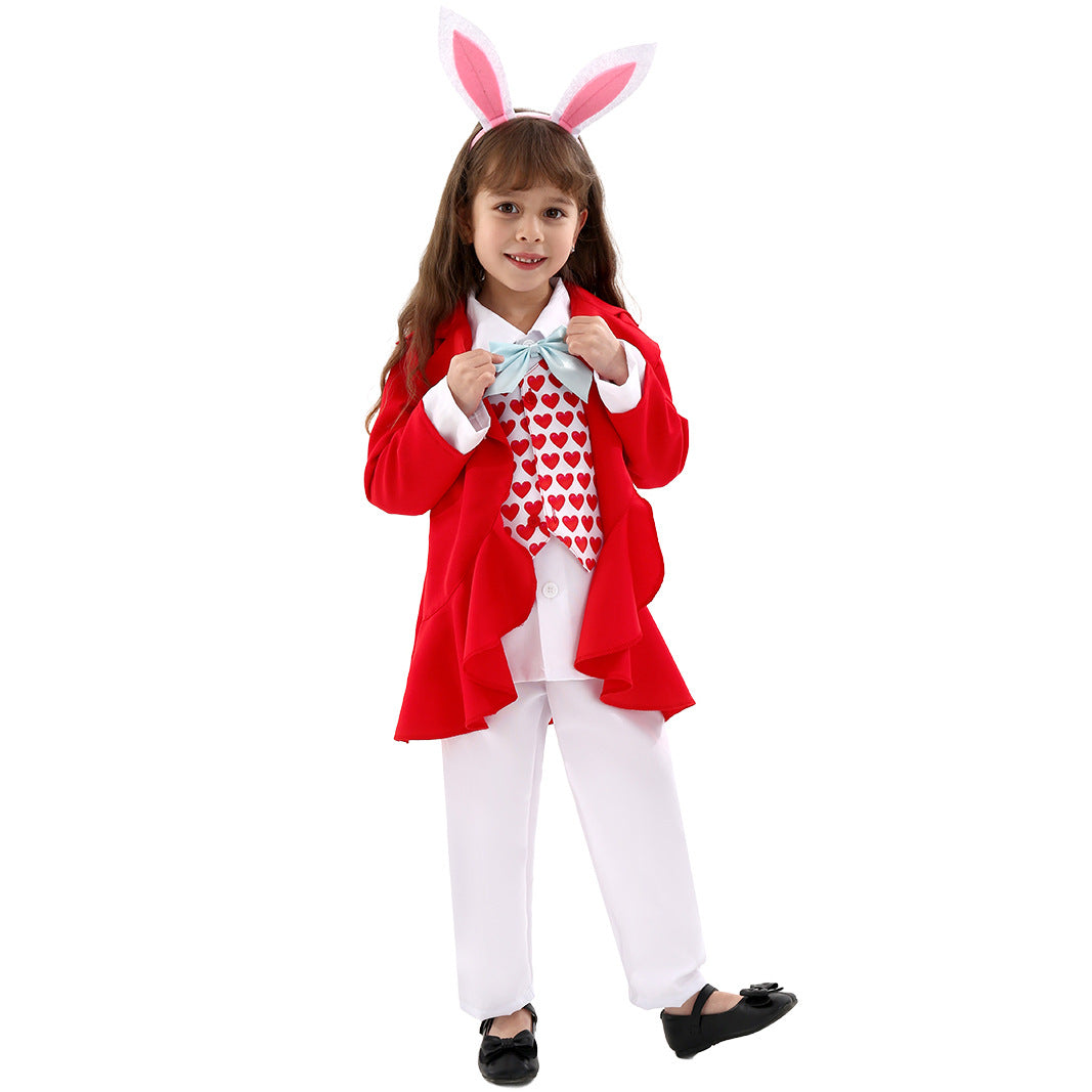 Girls Bunny Rabbit Costumes Easter Outfit with Headband for School Event