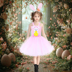 Girls Easter Dress Cute Bunny Rabbit Costumes Pink Dress with Headband 2pcs Suit for Parties
