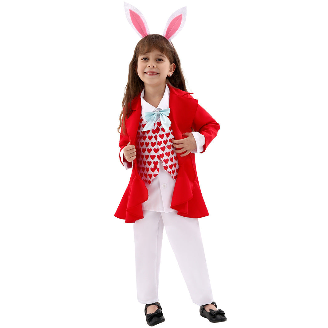 Girls Bunny Rabbit Costumes Easter Outfit with Headband for School Event