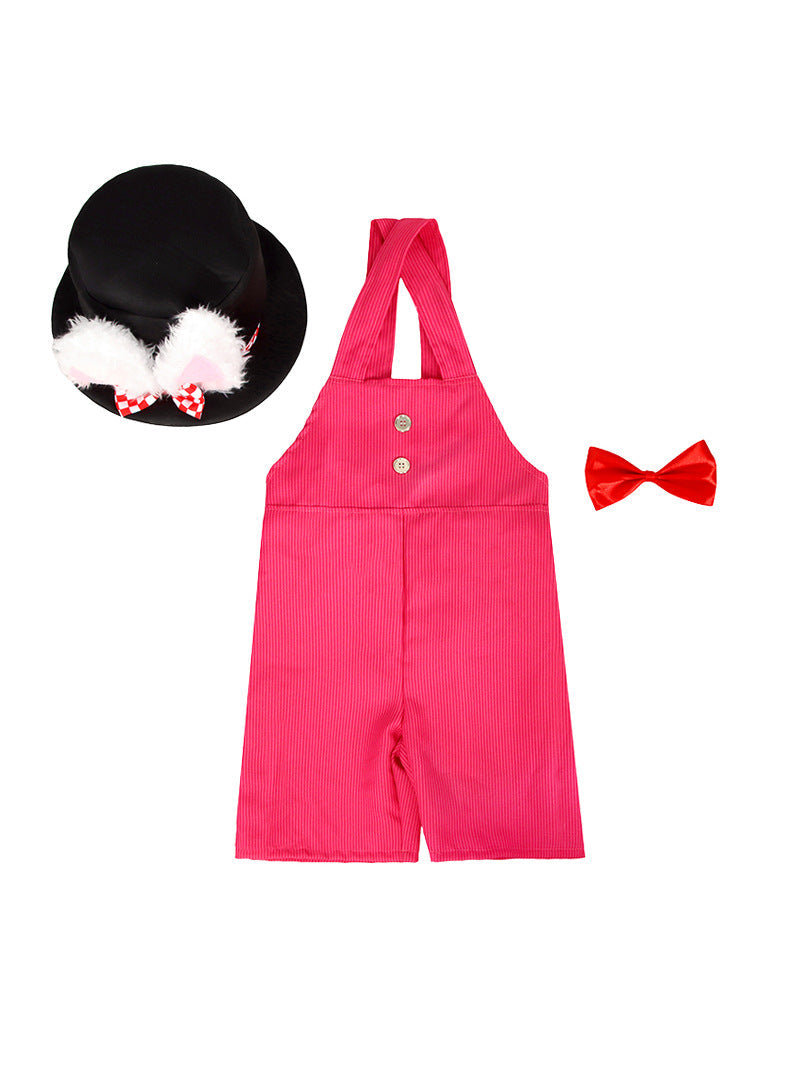 Girls Easter Bunny Costume Cute Rabbit Overalls with Bunny Ear Hat Outfit for Party