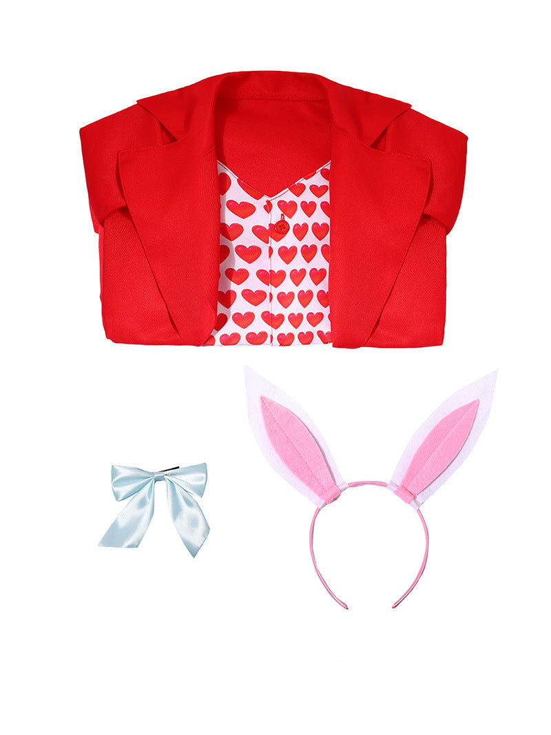 Girls Bunny Rabbit Costumes Easter Outfit with Headband for School Event