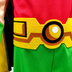 Kids Superhero Costume Boy Wonder Tops Pants Cape and Glasses 4pcs Suit for Cosplay