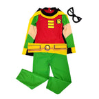Kids Superhero Costume Boy Wonder Tops Pants Cape and Glasses 4pcs Suit for Cosplay