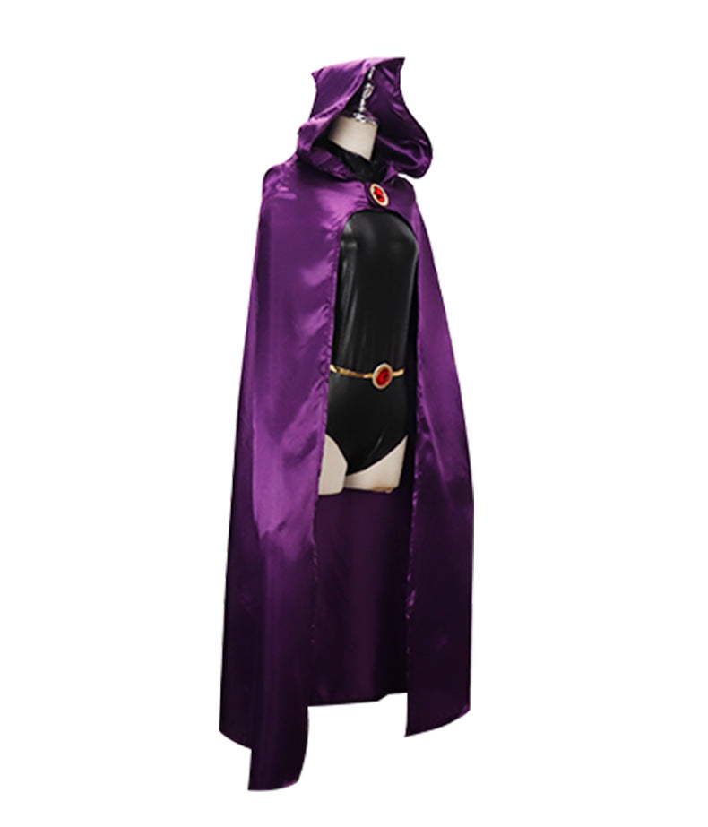 Adult Goth Girl Costume Dark Mage Jumpsuit and Cloak Full Set for Dress-up Party