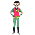 Boys Leader Outfit Superhero Costume Jumpsuit Cloak and Mask Suit for Theme Party