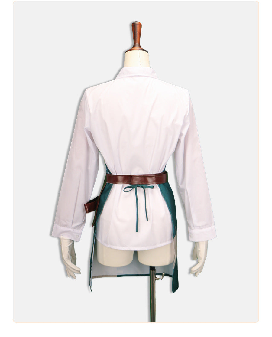 IDV Game Gardener Costume Women Green Apron White Shirt With Hat