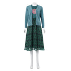 Women Blue Cardigan Girl Costume Misfit Sister Cosplay Outfit T-shirt Cardigan and Skirt