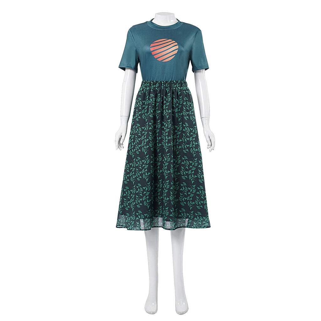 Women Blue Cardigan Girl Costume Misfit Sister Cosplay Outfit T-shirt Cardigan and Skirt