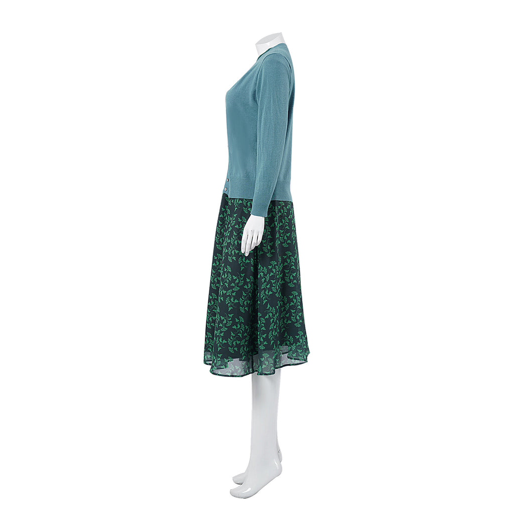 Women Blue Cardigan Girl Costume Misfit Sister Cosplay Outfit T-shirt Cardigan and Skirt