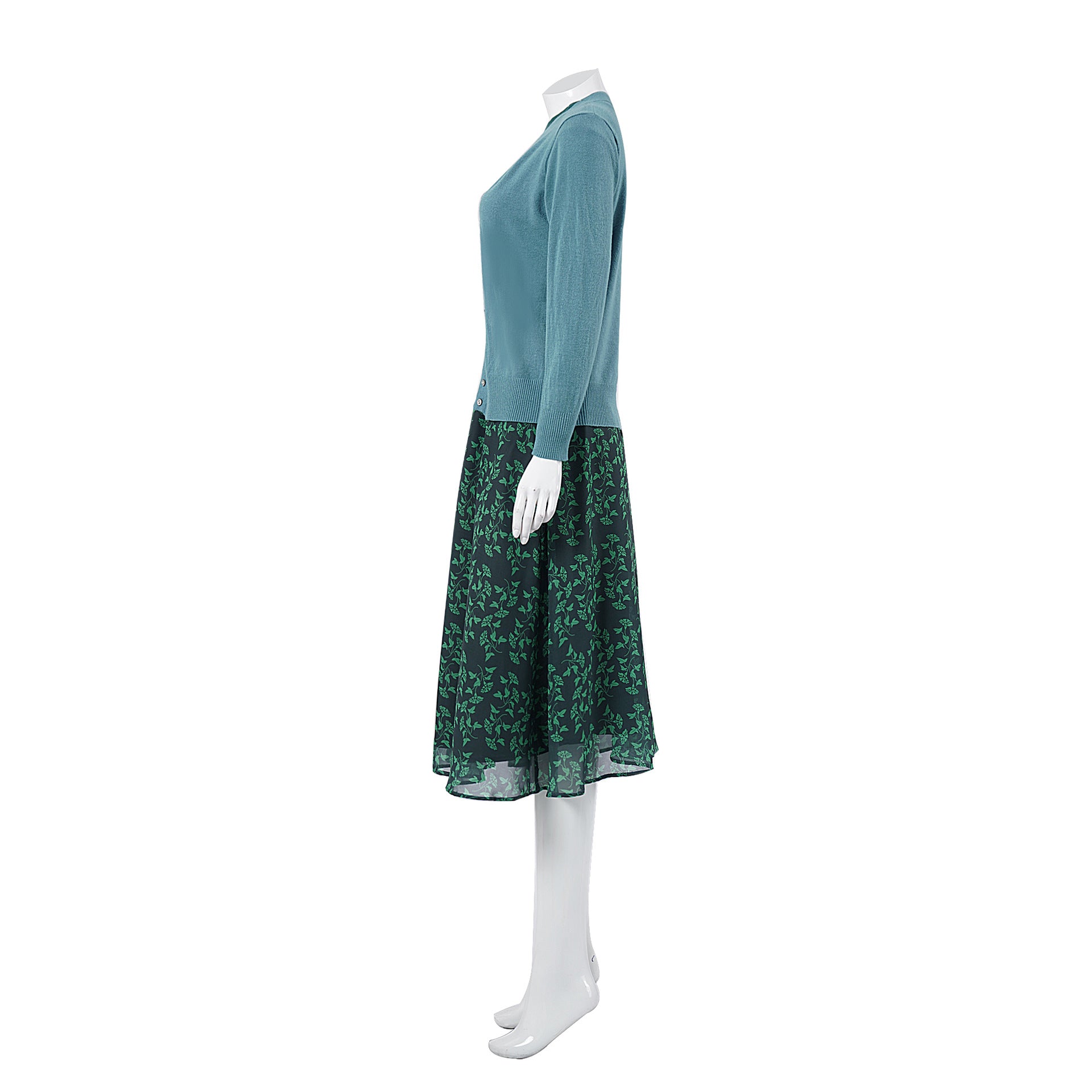 Women Blue Cardigan Girl Costume Misfit Sister Cosplay Outfit T-shirt Cardigan and Skirt