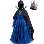Girls Wicked Queen Costume Dress Cape Helmet Crown 4pcs Suit for Cosplay Party