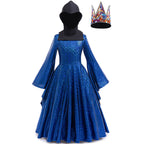 Girls Wicked Queen Costume Dress Cape Helmet Crown 4pcs Suit for Cosplay Party