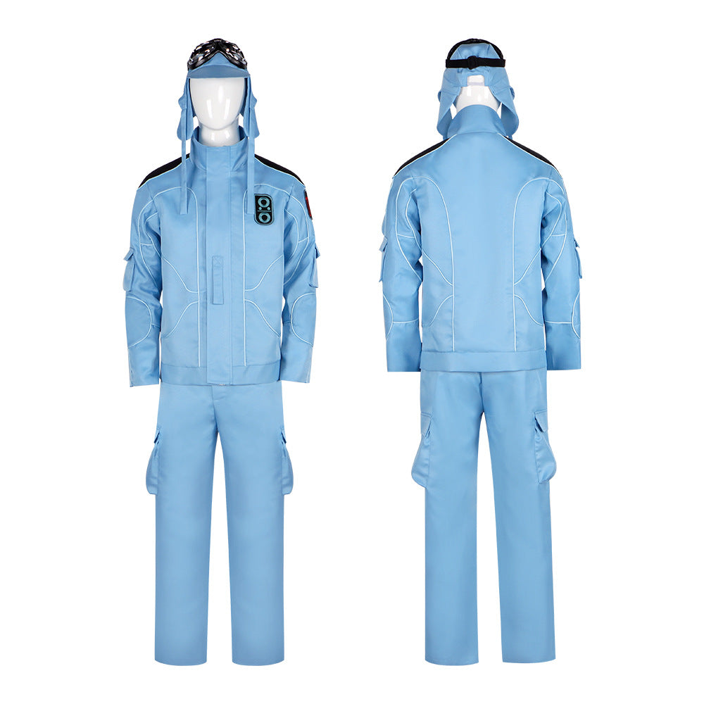Adult No.17 Costume Blue Tops Pants Hat and Goggles 2025 Movie Uniform for Cosplay