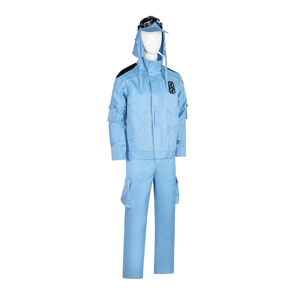 Adult No.17 Costume Blue Tops Pants Hat and Goggles 2025 Movie Uniform for Cosplay