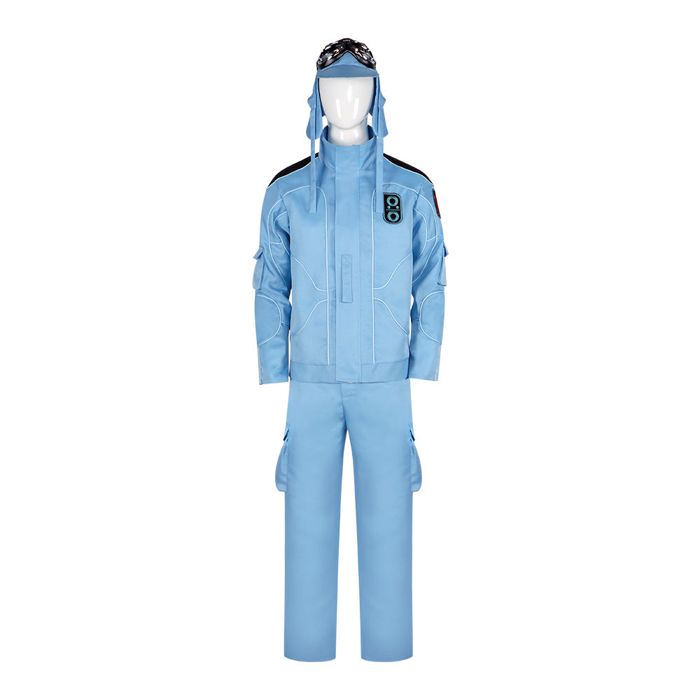 Adult No.17 Costume Blue Tops Pants Hat and Goggles 2025 Movie Uniform for Cosplay