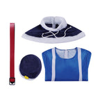 Rain Woman Lockser Costume Blue Dress Shoulder Cape and Hat for Cosplay