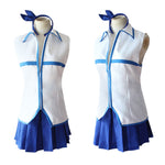 Women Heartfilia Costumes Blue Shirt Skirt Headwear 3pcs Suit for Halloween Cosplay