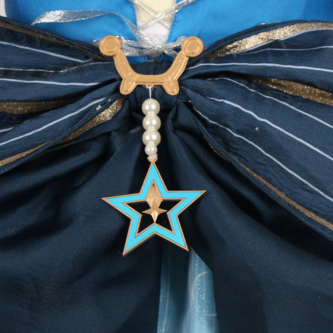 Teens Bubbly Voyage Outfit Blue Starlit Gown with Tail for Game Player