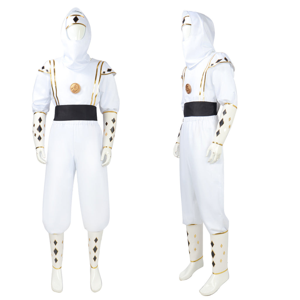 Adult White Dino Ranger Costume MMPR Tommy Oliver Ninja Cosplay Uniform