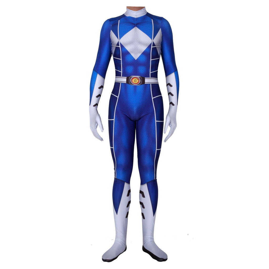 Adult Dino Ranger Outfit Unisex Blue Hero Costume for Halloween Cosplay