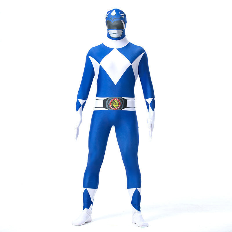 Adult Dragon Ranger Red Dino Outfit Jumpsuit with Helmet for Halloween Cosplay