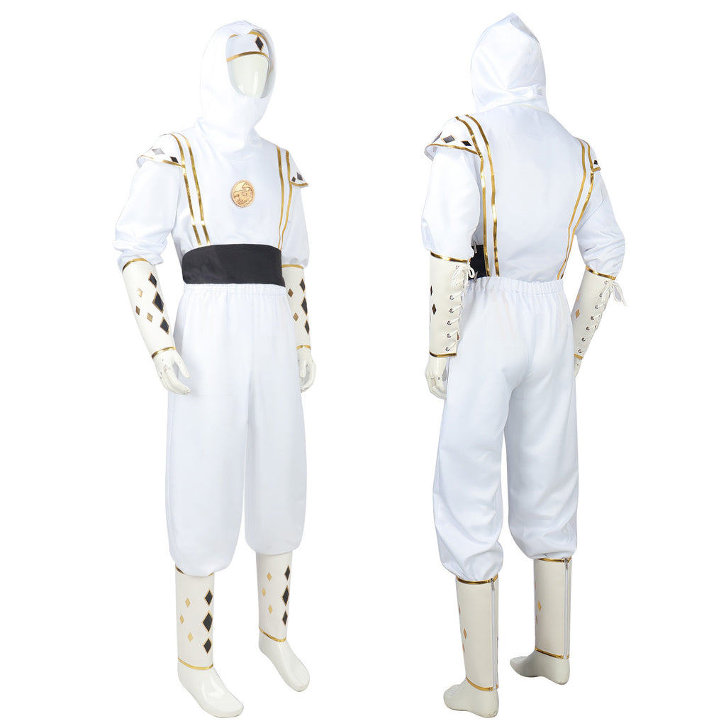 Adult White Dino Ranger Costume MMPR Tommy Oliver Ninja Cosplay Uniform