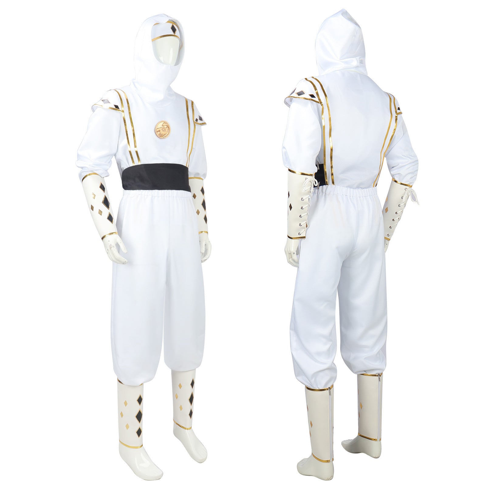 Adult White Dino Ranger Costume MMPR Tommy Oliver Ninja Cosplay Uniform