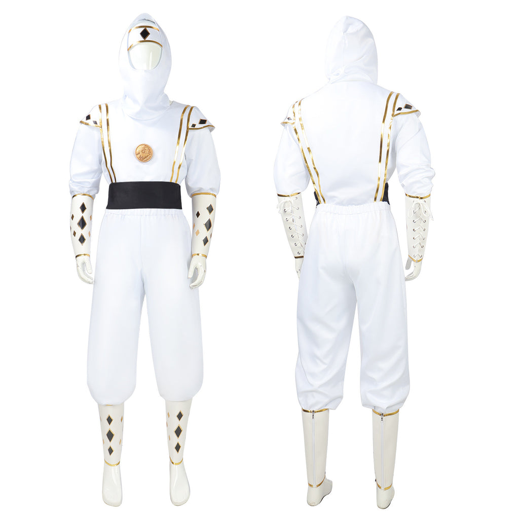 Adult White Dino Ranger Costume MMPR Tommy Oliver Ninja Cosplay Uniform