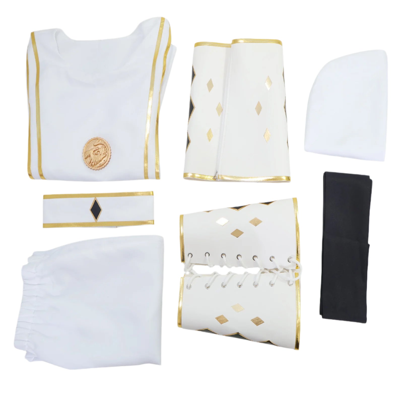 Adult White Dino Ranger Costume MMPR Tommy Oliver Ninja Cosplay Uniform