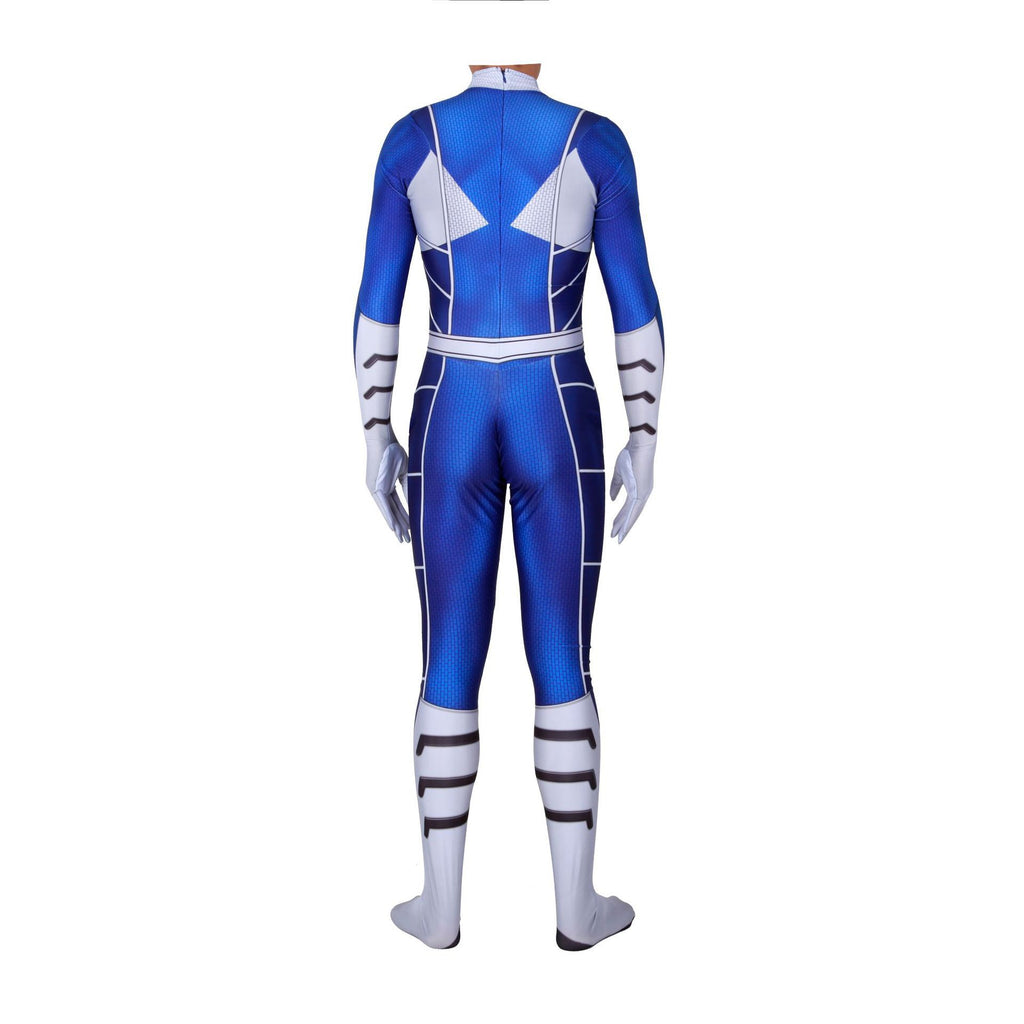 Adult Dino Ranger Outfit Unisex Blue Hero Costume for Halloween Cosplay