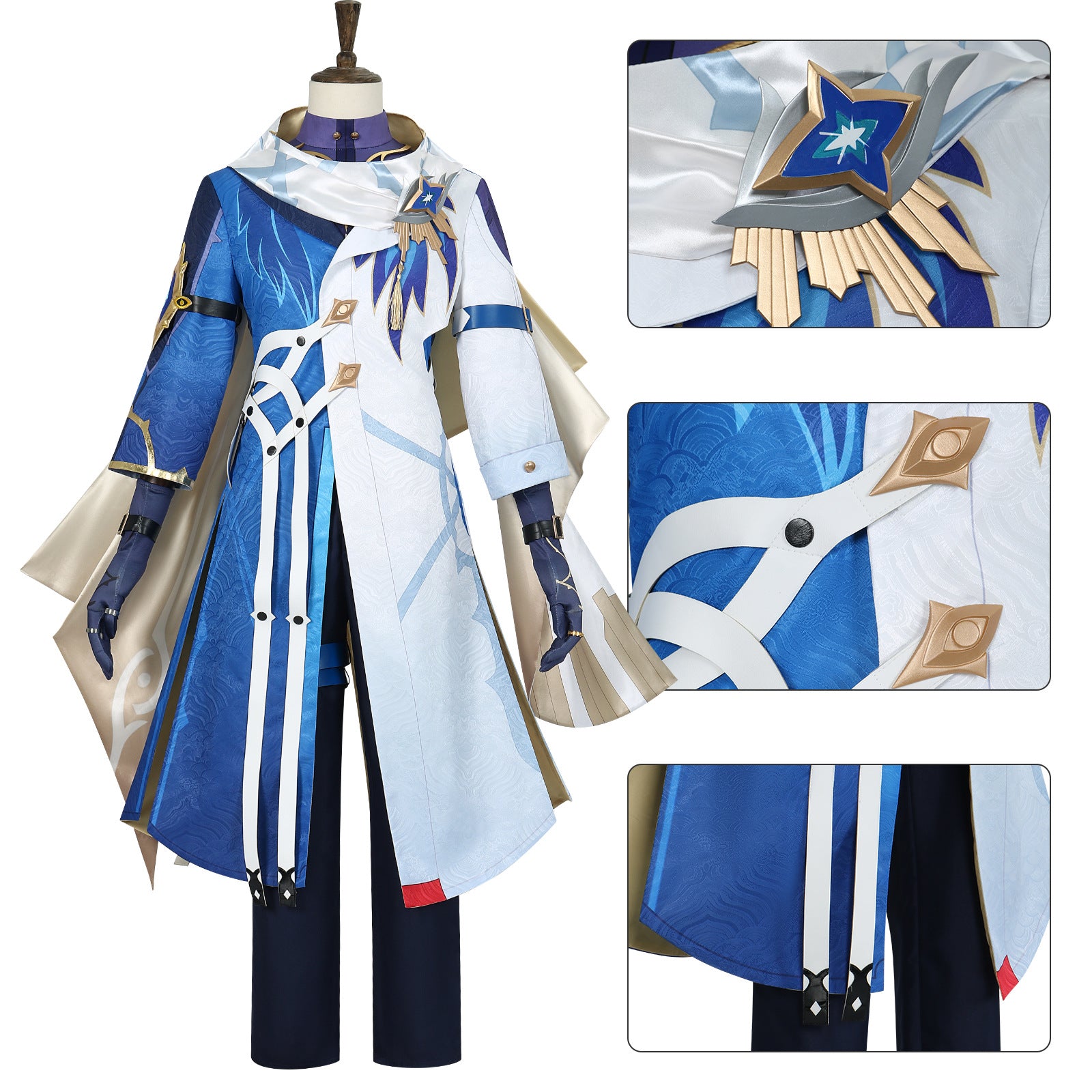 Adult Sunday Cosplay Costume Blue New Skins Earrings Headwear Halloween Party Outfit