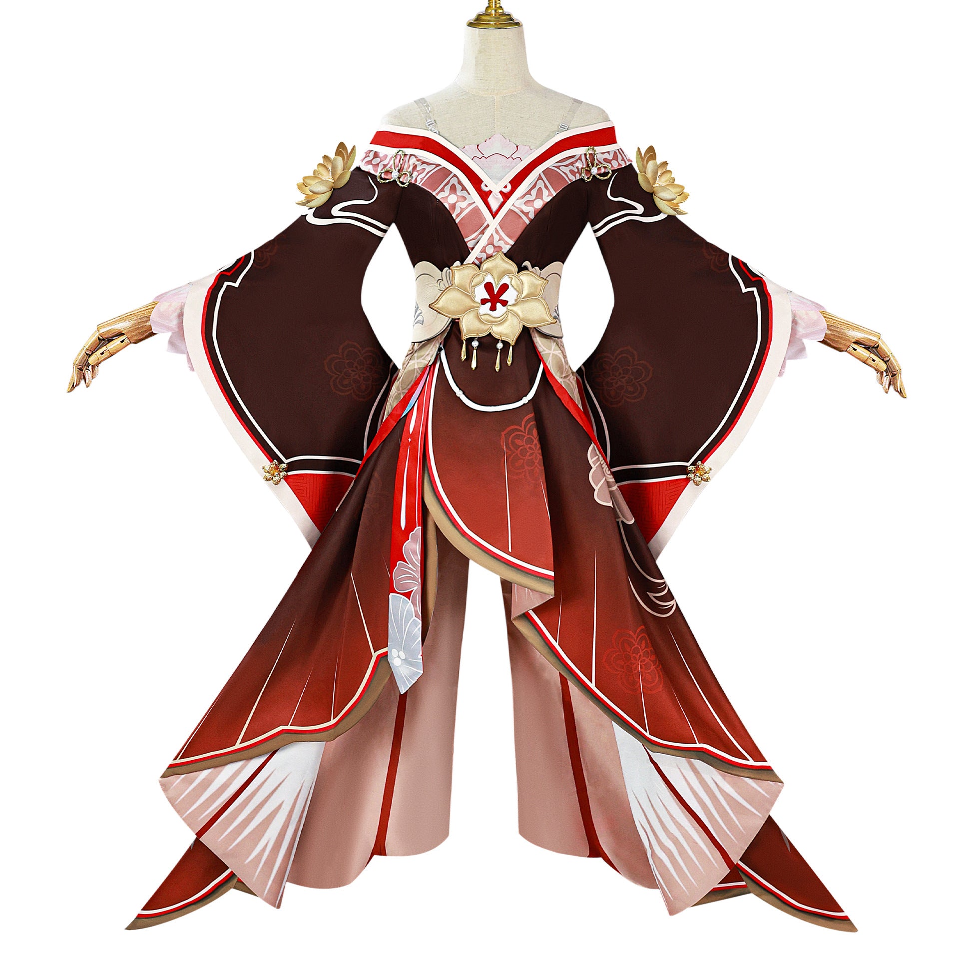 Adult Tingyun Outfit Maroon Dress with Tail and Accessories for Game Fans
