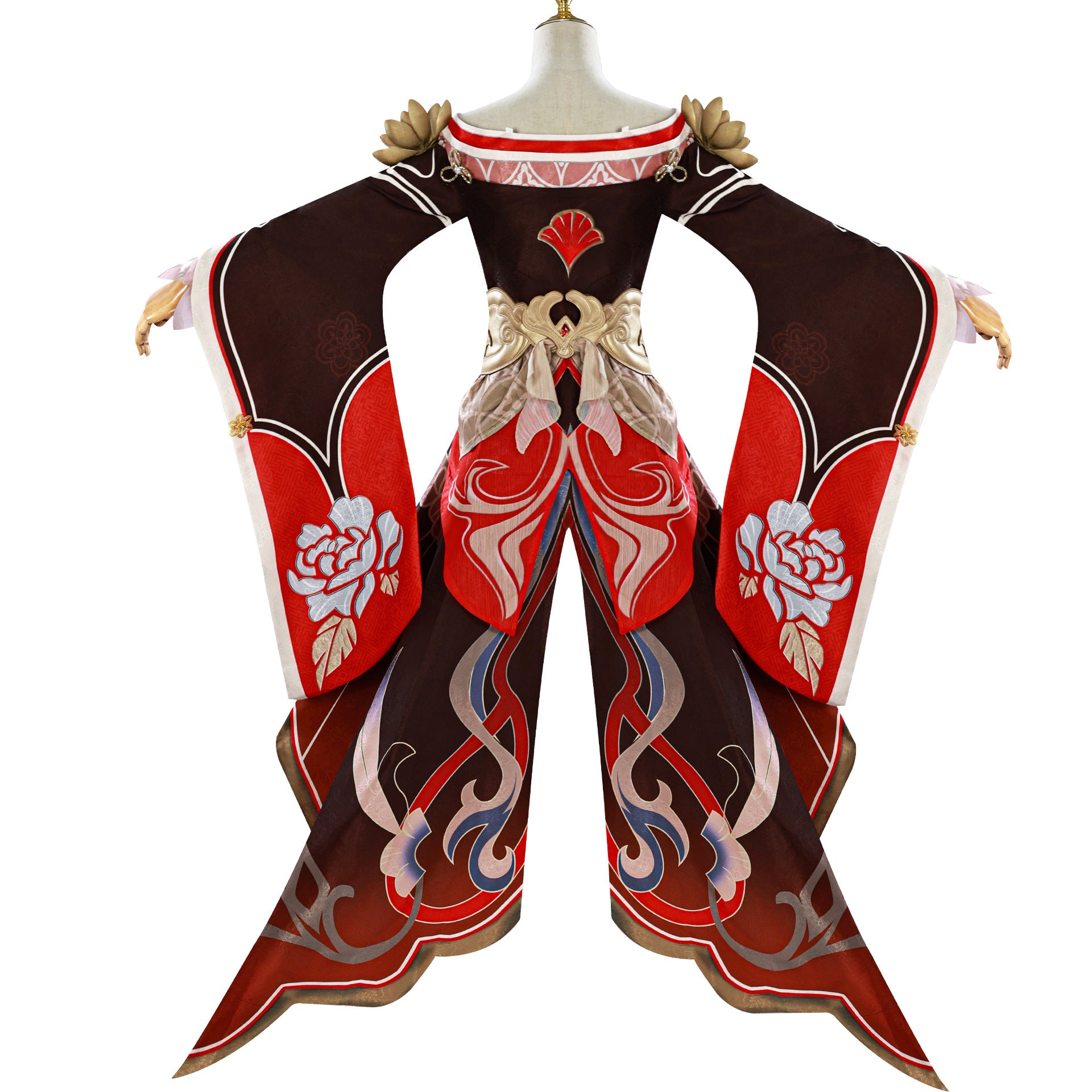 Adult Tingyun Outfit Maroon Dress with Tail and Accessories for Game Fans