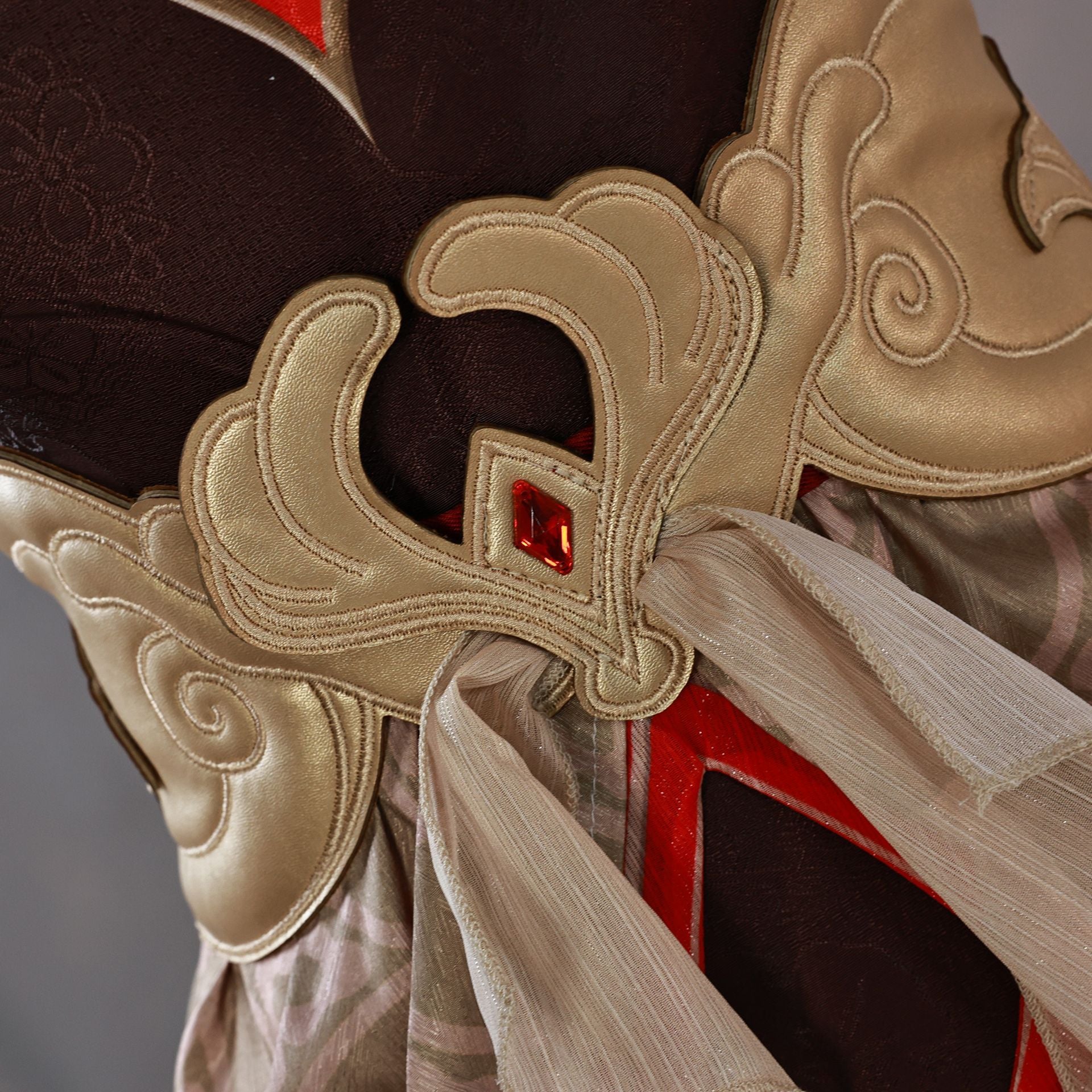 Adult Tingyun Outfit Maroon Dress with Tail and Accessories for Game Fans