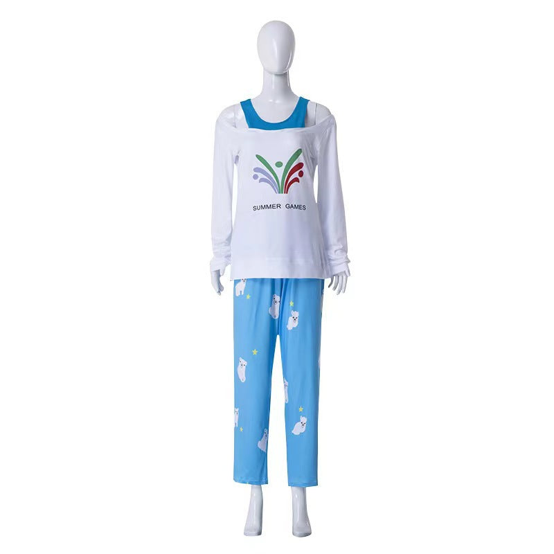 Adult OW Mei Ling Zhou Pajama White Sweatshirt and Blue Pants Suit for Daily Wear
