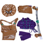 Men's JJBA Zeppeli Cosplay Outfit Purple Leather Costume with Hat for Comic Con