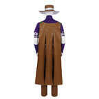 Men's JJBA Zeppeli Cosplay Outfit Purple Leather Costume with Hat for Comic Con