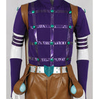Men's JJBA Zeppeli Cosplay Outfit Purple Leather Costume with Hat for Comic Con