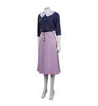 Women Ai Hibara Outfit Adult Case Closed Blue Shirt and Purple Skirt Set for Dress Up Party