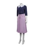 Women Ai Hibara Outfit Adult Case Closed Blue Shirt and Purple Skirt Set for Dress Up Party