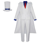 Adult Phantom Thief Kid Costume White Outfit with Cloak and Hat Full Set