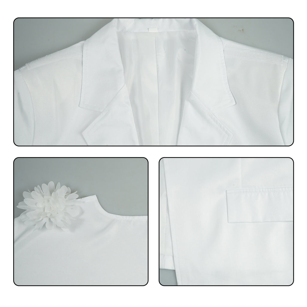 Adult Phantom Thief Kid Costume White Outfit with Cloak and Hat Full Set