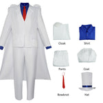 Adult Phantom Thief Kid Costume White Outfit with Cloak and Hat Full Set