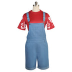 Little Girl Pelekai Costume Red T-shirt and Blue Overalls Hawaiian Weired Girl Casual Set