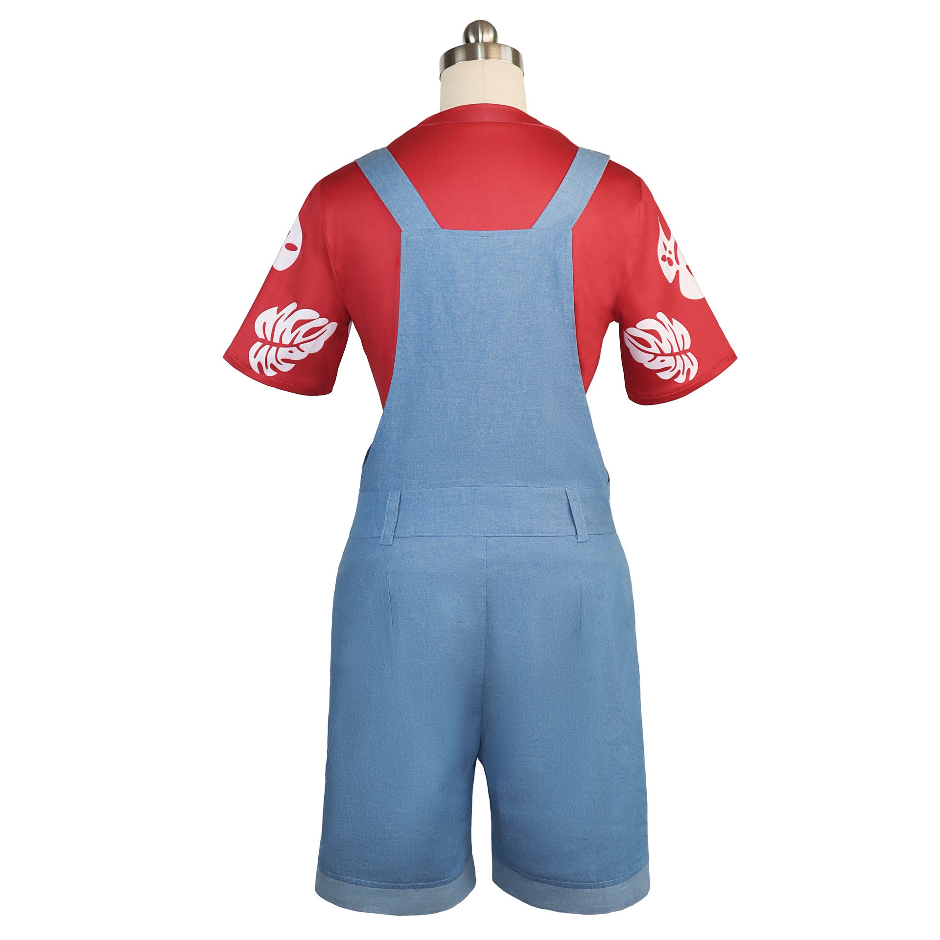 Little Girl Pelekai Costume Red T-shirt and Blue Overalls Hawaiian Weired Girl Casual Set