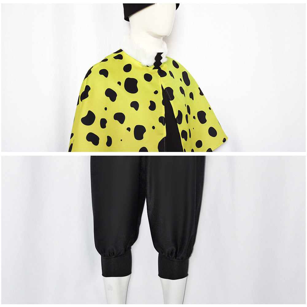 Mens Jogo Costume Yellow Cape Shirt Pants and Volcano Hat 4pcs Suit for Dress Up Party