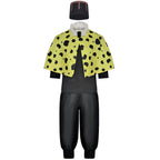 Mens Jogo Costume Yellow Cape Shirt Pants and Volcano Hat 4pcs Suit for Dress Up Party