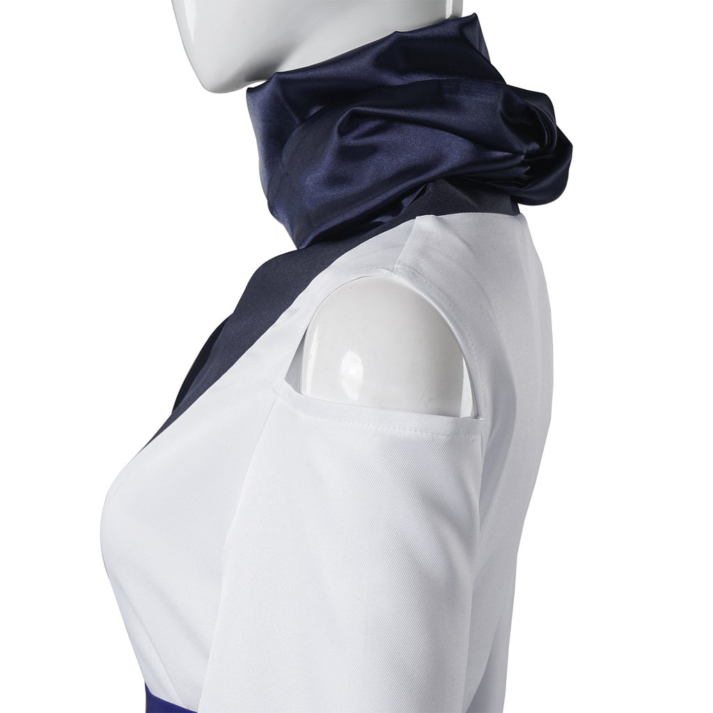 White Fem Sukuna Kimono Dress Belt and Scarf Full Set for Themed Party